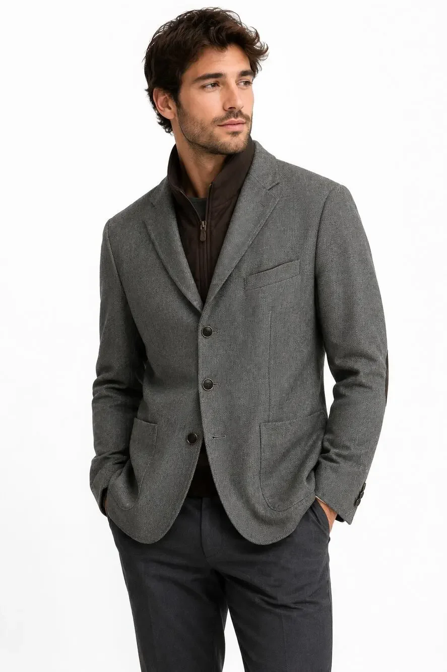 Boggi Milano Pure Virgin Wool Blazer US 42R EU 52R Gray 3 Zip Removable Inset